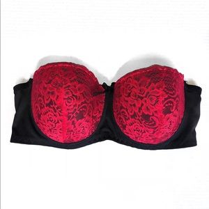38D Red and Black Floral Bra
